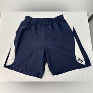 Mens Nike Board Shorts Swim Trunks Blue White Lined Size XL Swoosh Surf